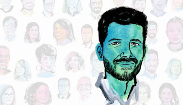 Portrait Mahi Klosterhalfen und weitere ausgezeichnete Personen im Comic-Stil